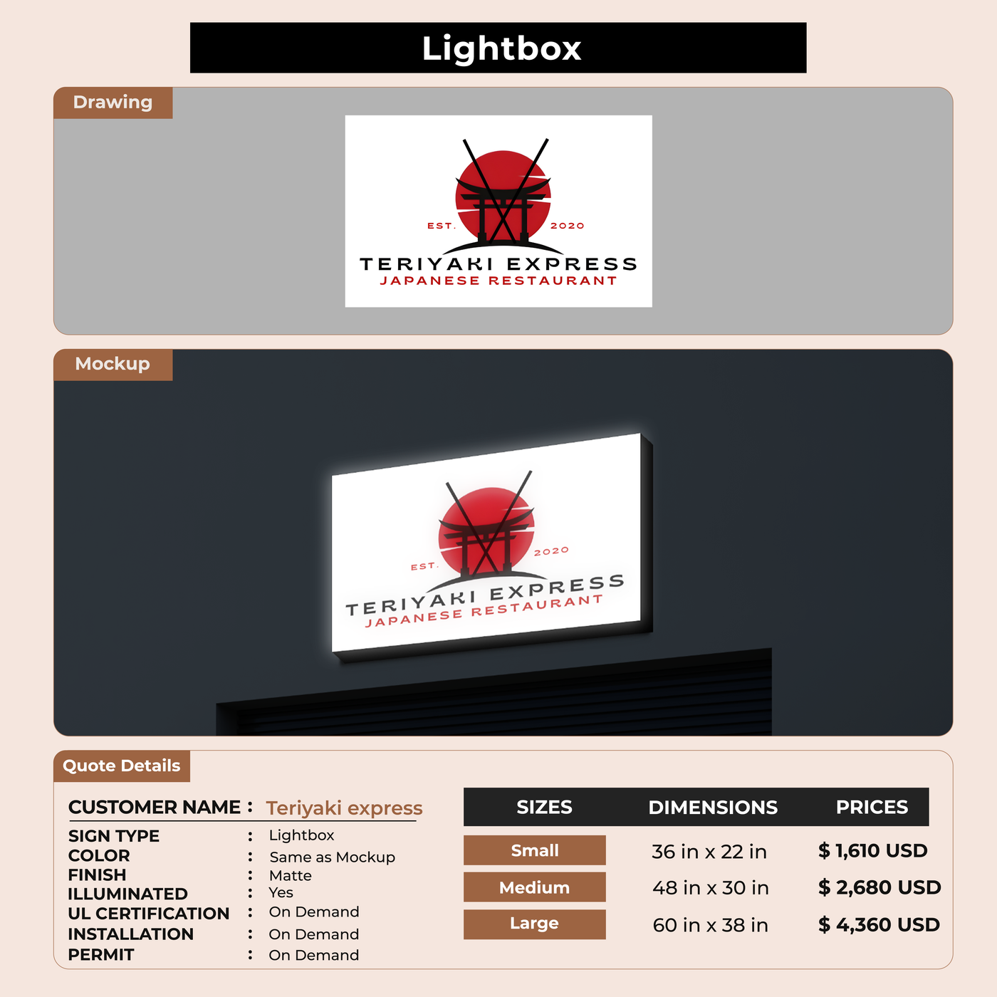 Business Signage for Teriyaki express