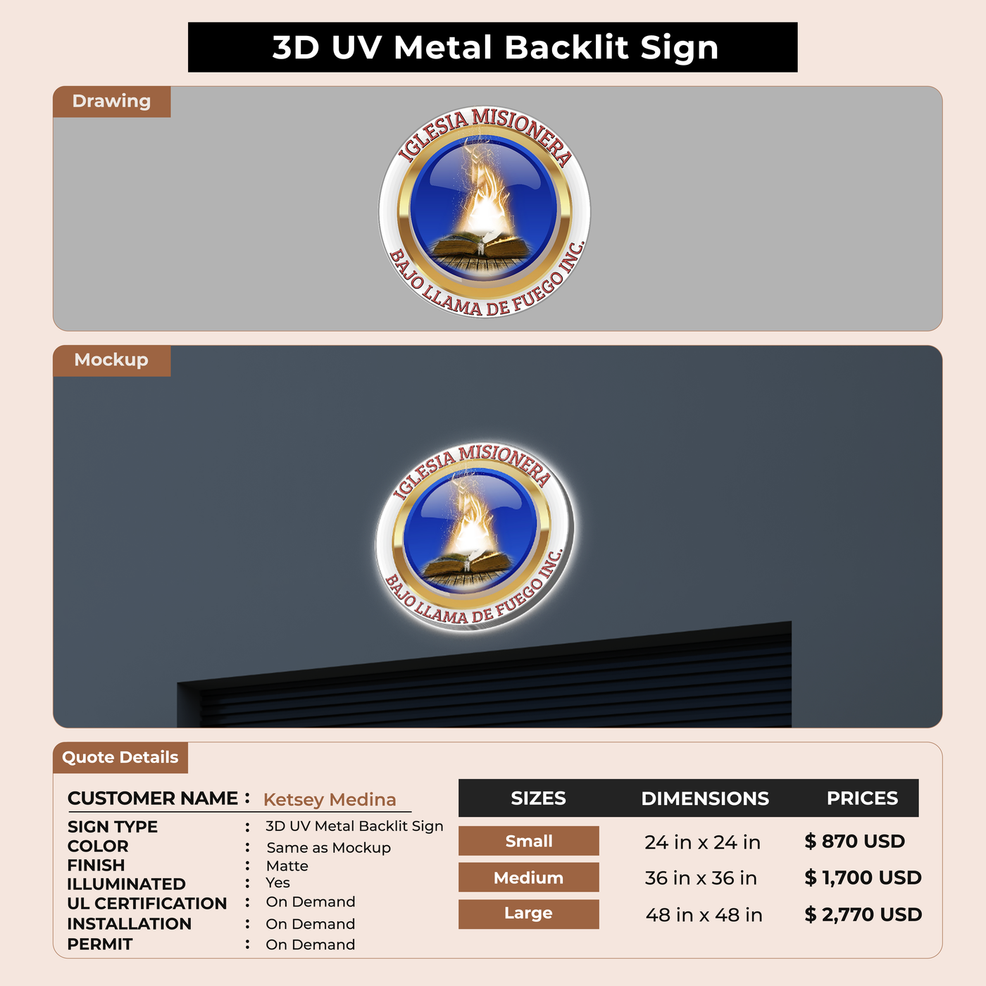Custom Signs for Ketsey Medina