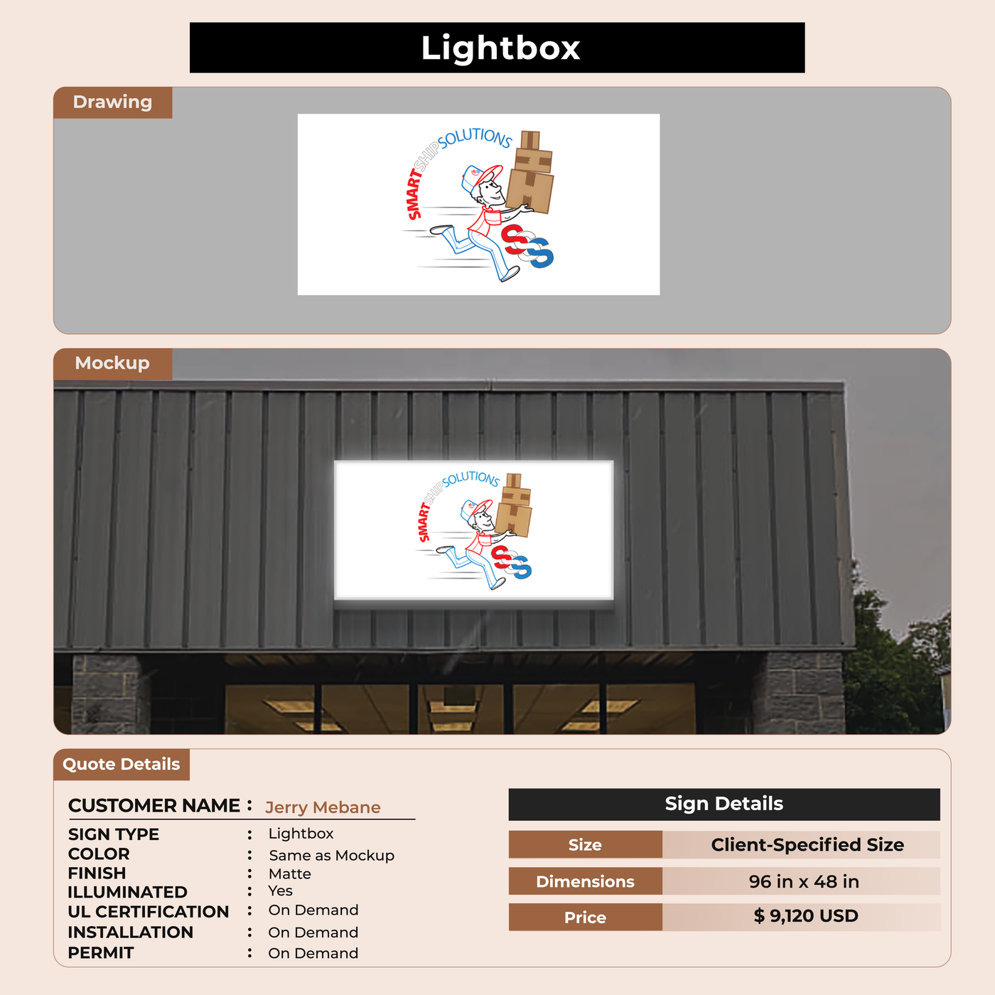 Lightbox Sign for Jerry Mebane