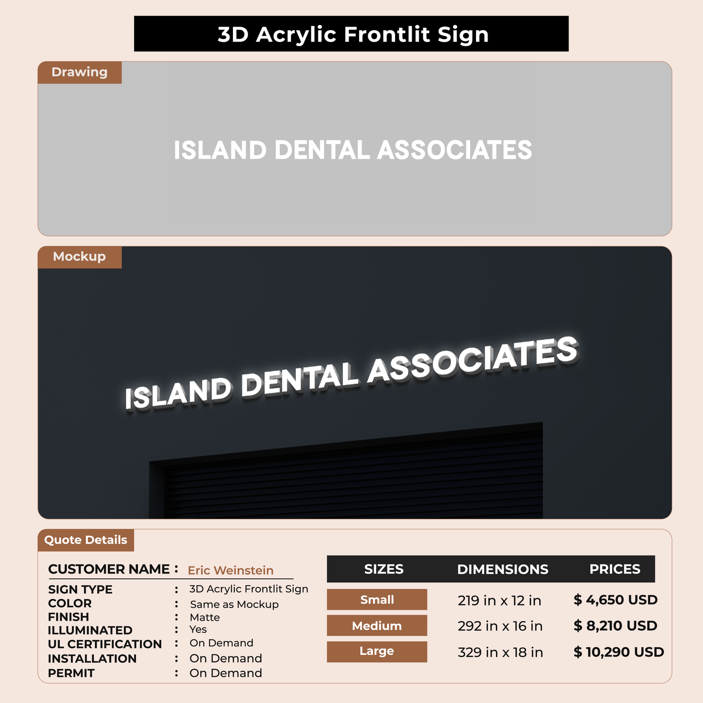 3D Acrylic Front-lit Sign For Eric Weinstein