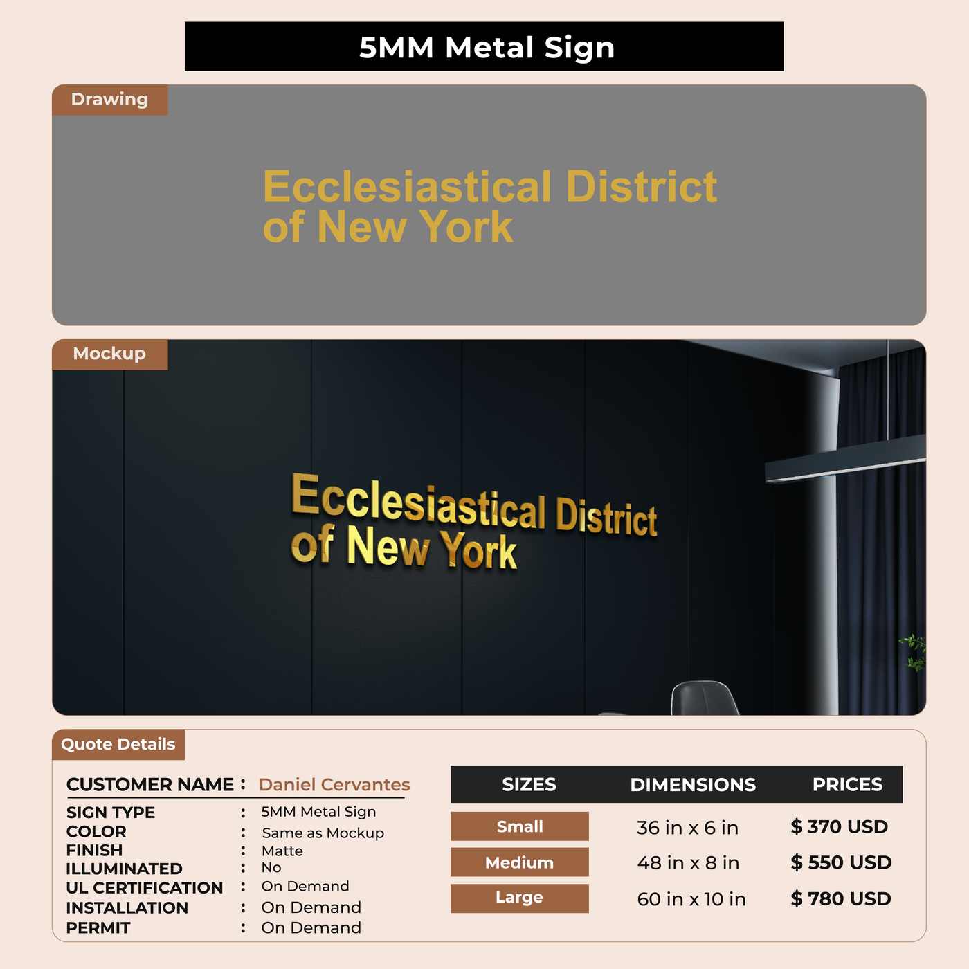 5MM Metal Sign for Daniel Cervantes