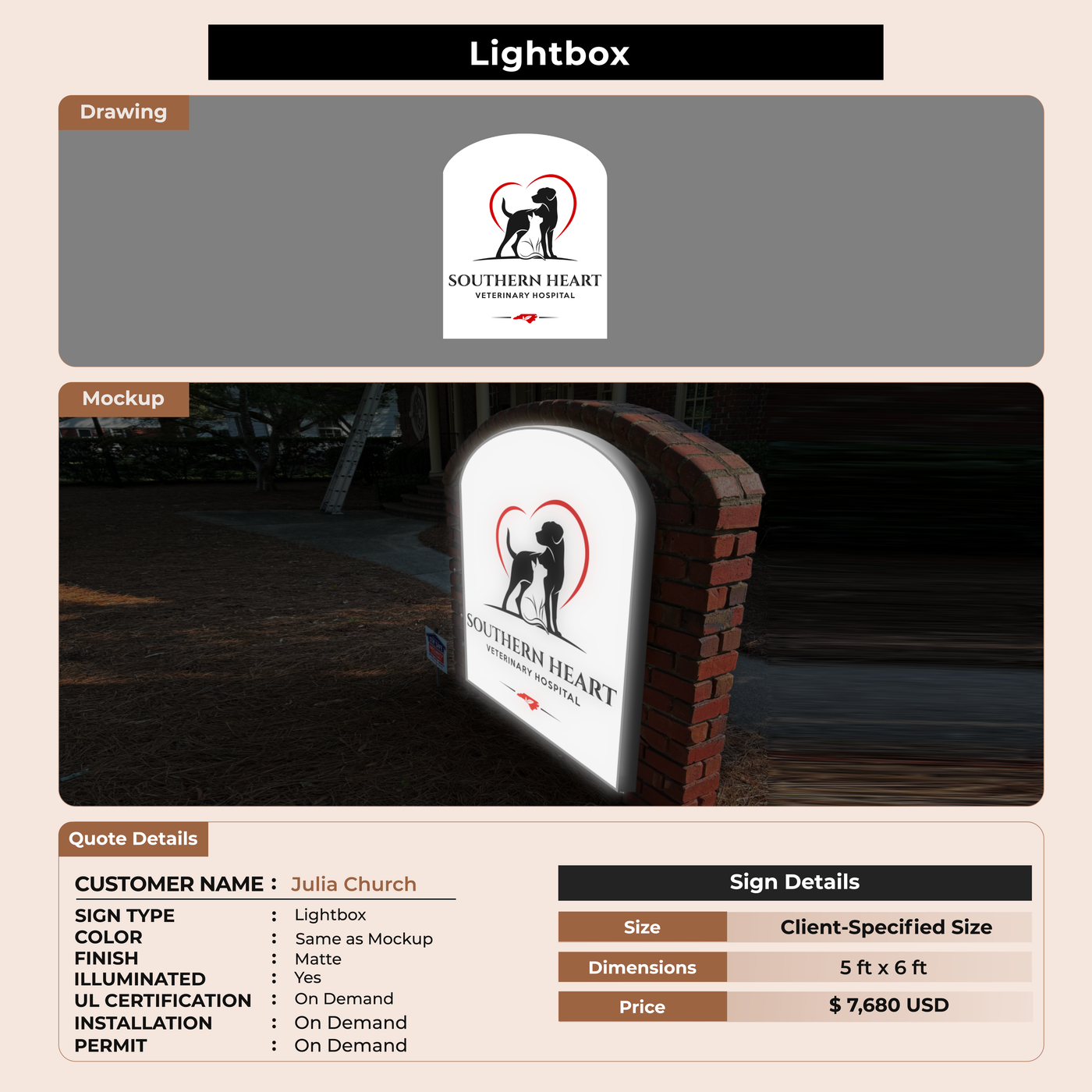 Custom Signs for Julia Church