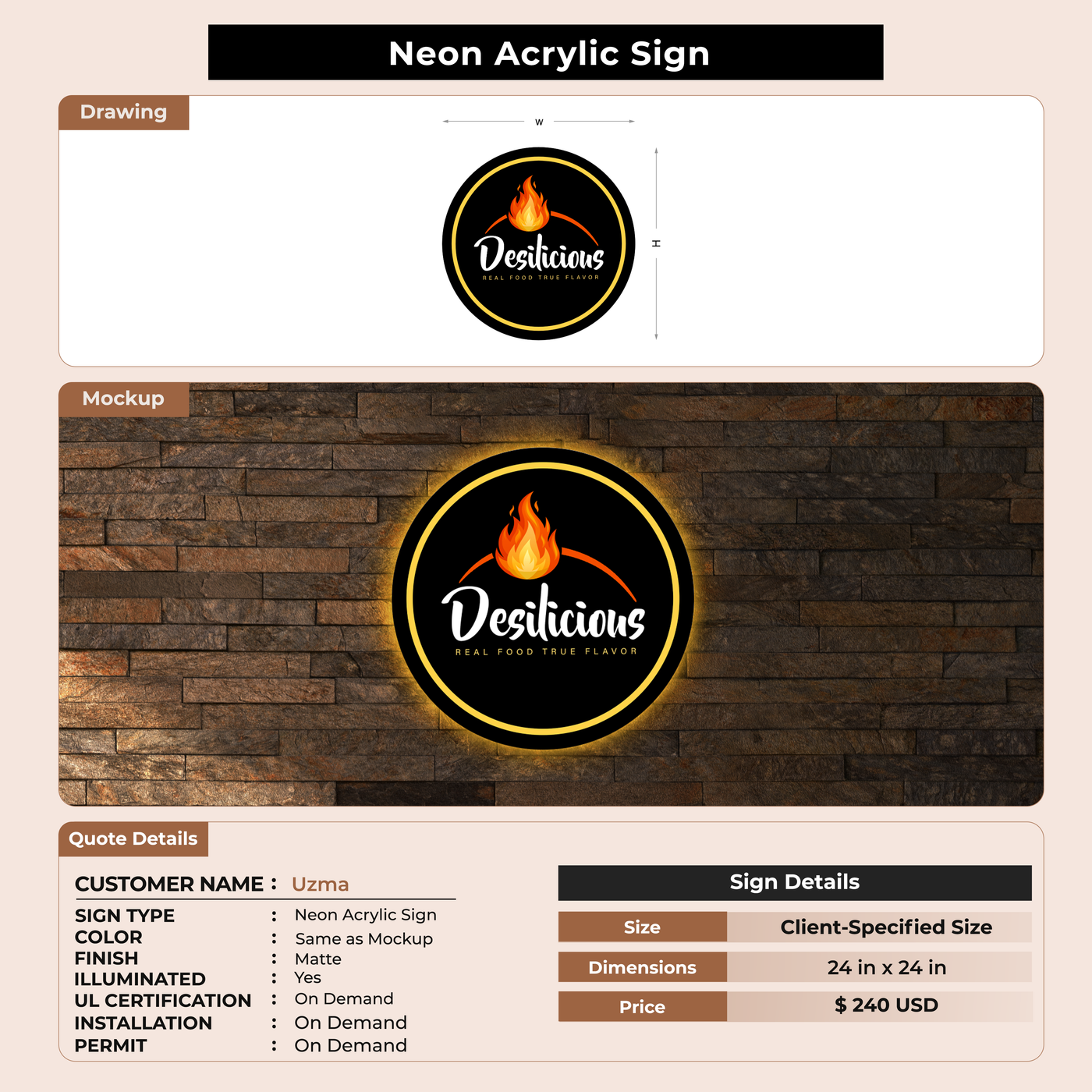 Custom Signs for Uzma