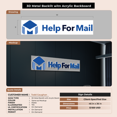 3D Metal Backlit Signs for Todd Gaughan