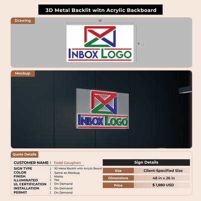 3D Metal Backlit Signs for Todd Gaughan