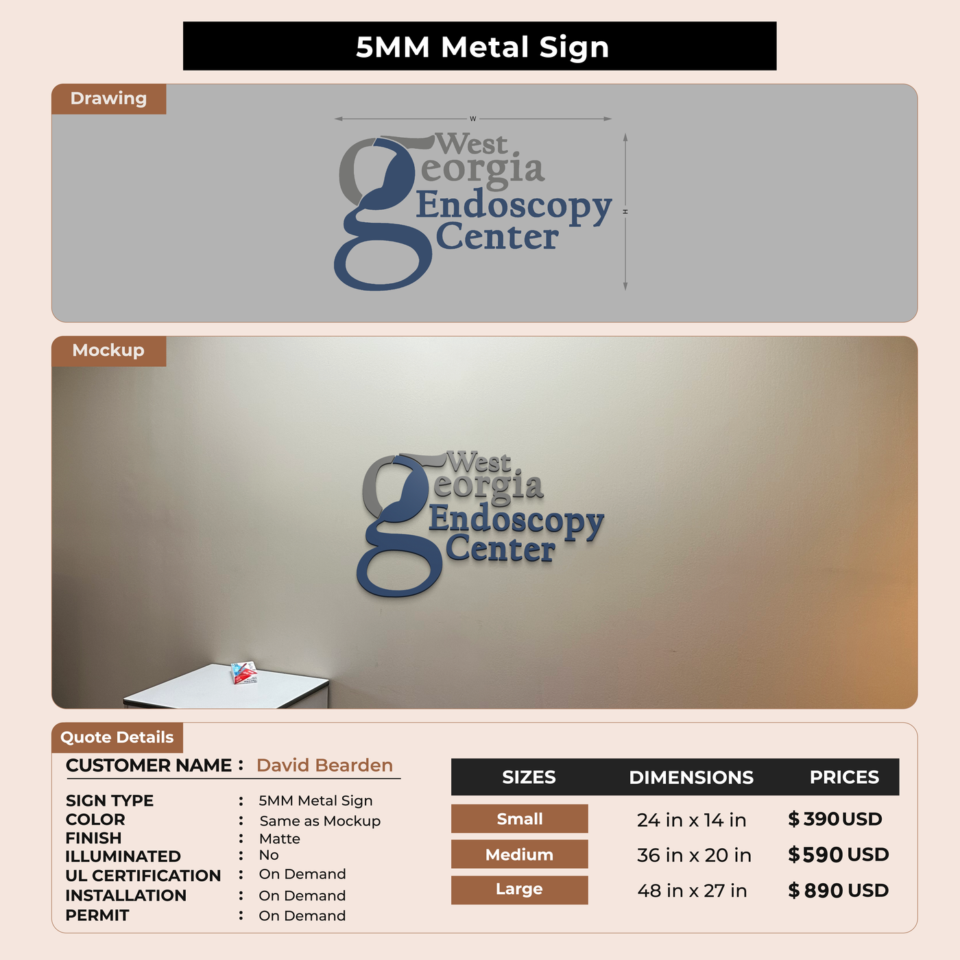 5MM Metal Sign For David Bearden