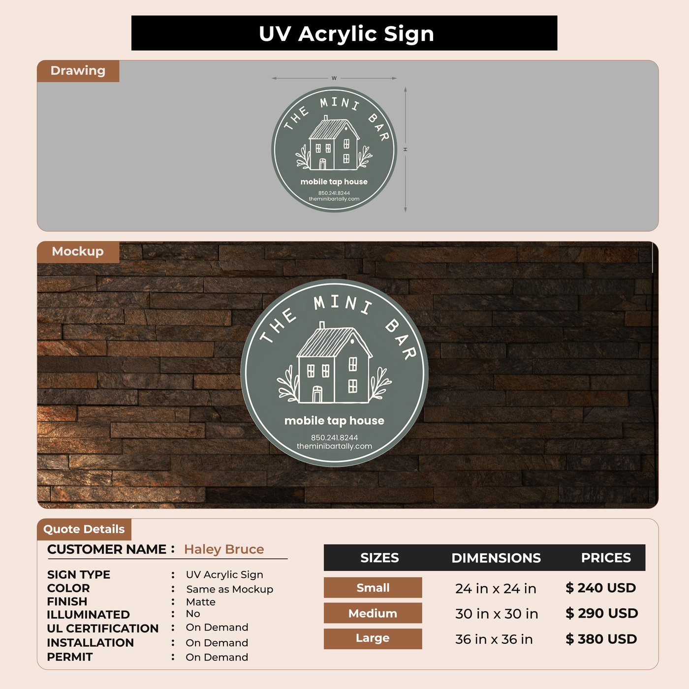 UV Acrylic Sign For Haley Bruce