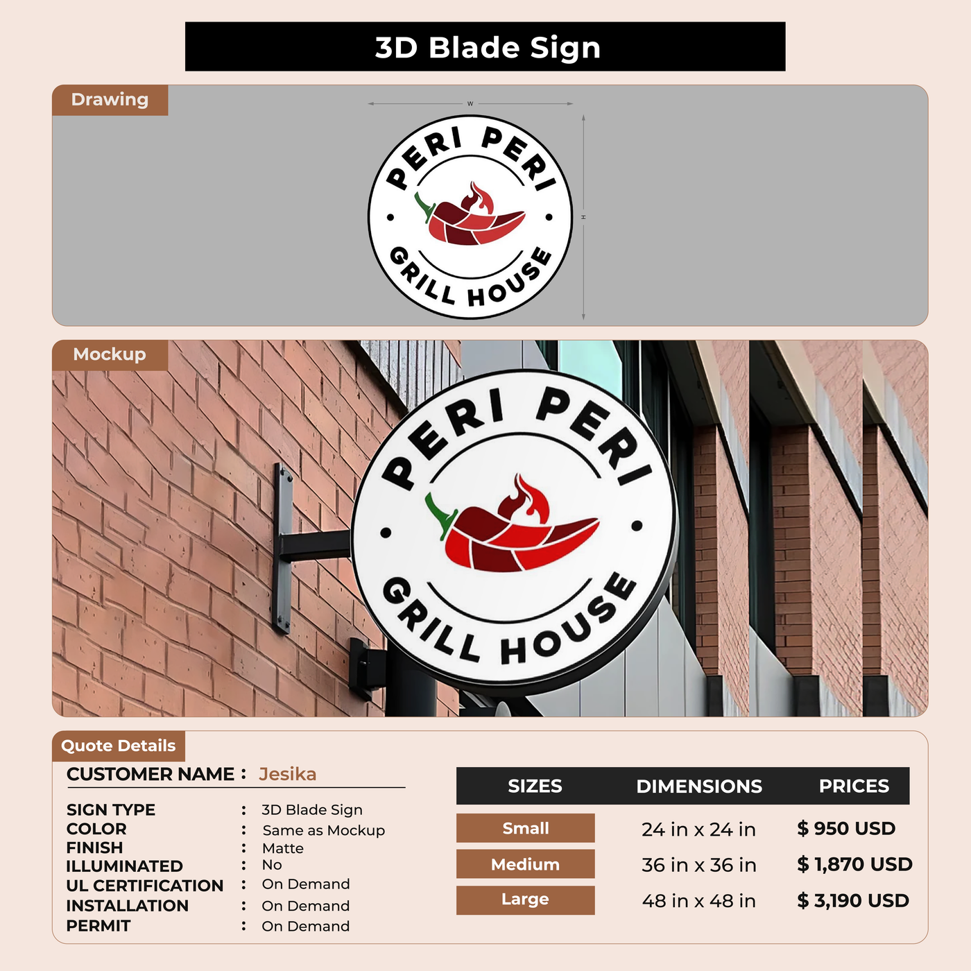 3D Blade Sign For Jesika