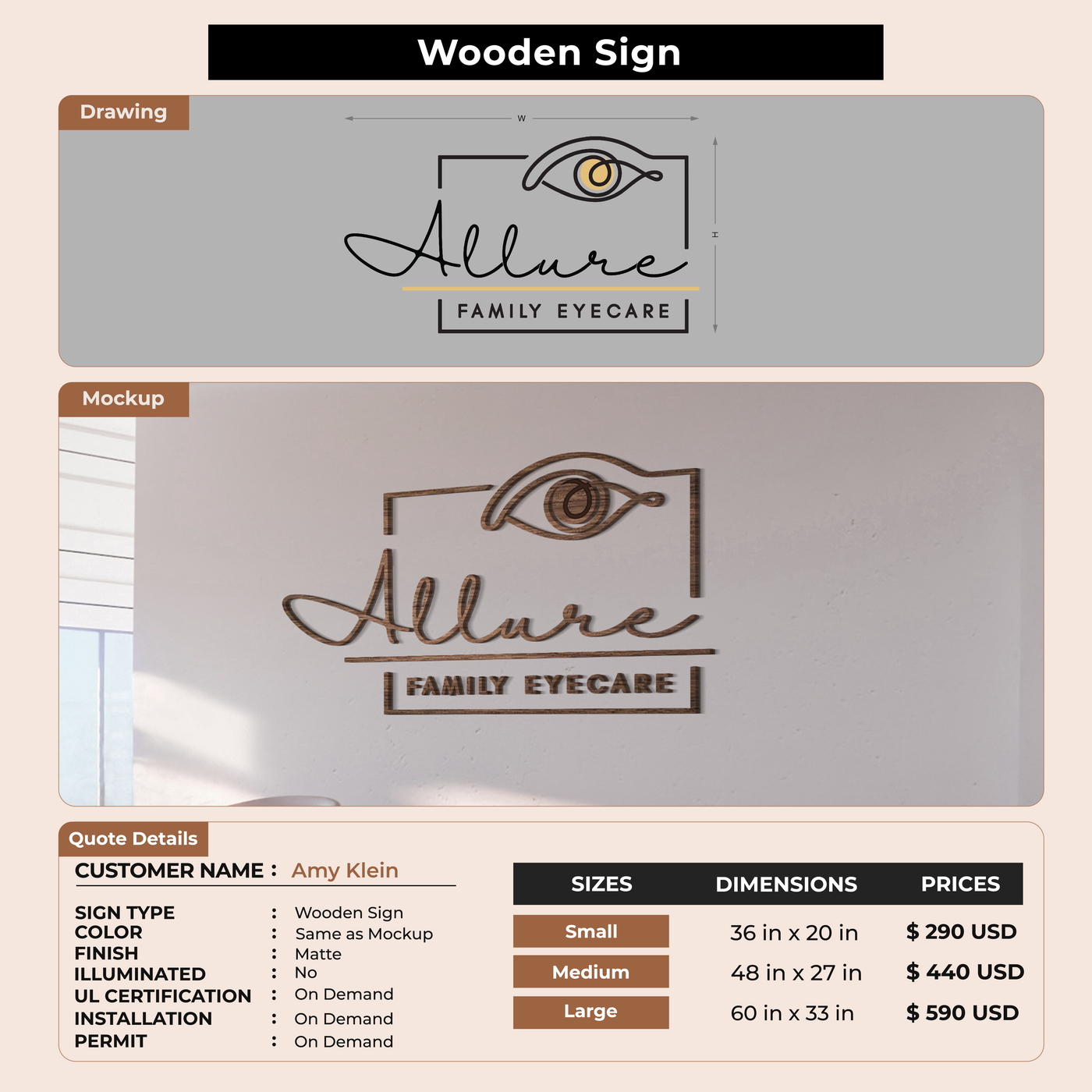 2D Wooden Sign for Amy Klein