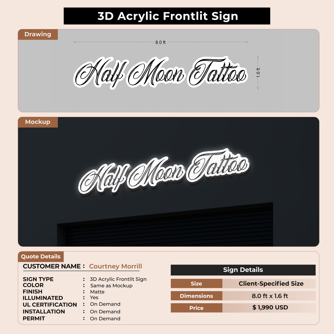 Custom Signs For Courtney Morrill