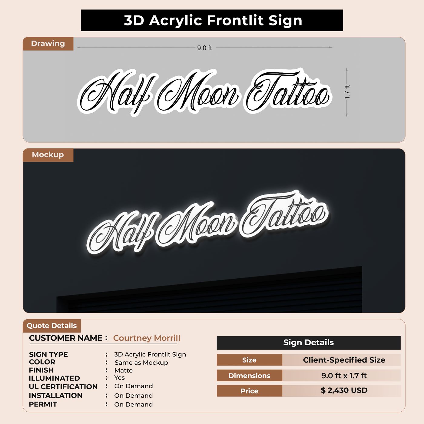 Custom Signs For Courtney Morrill