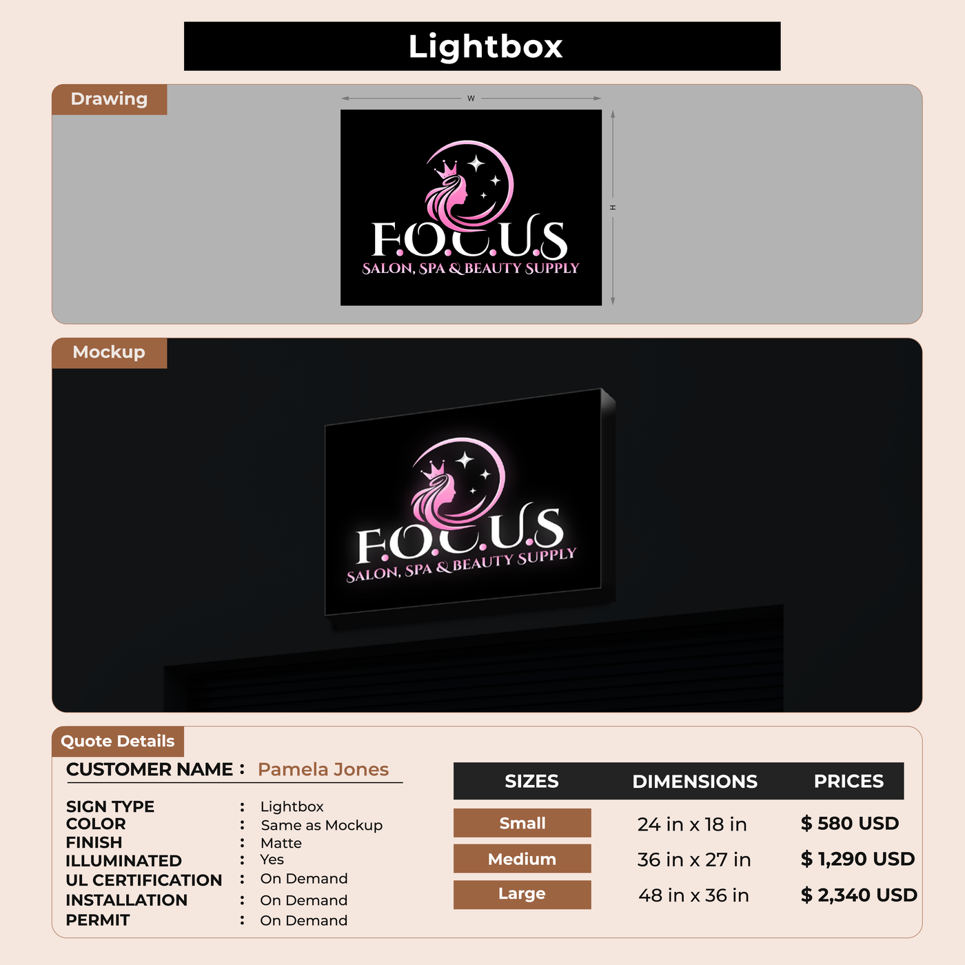Lightbox Sign For Pamela Jones