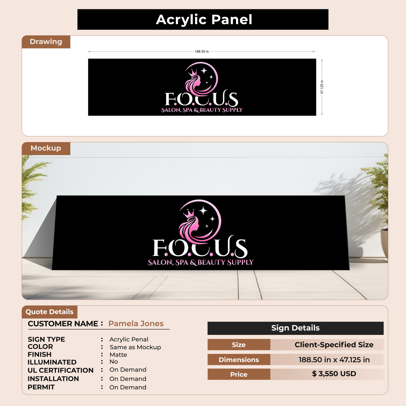 Acrylic Panel For Pamela Jones