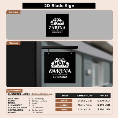 Custom Signs For Zarina Akhtamova
