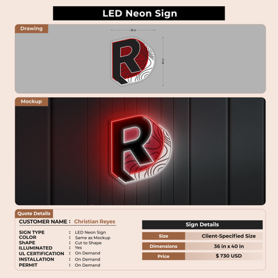 LED neon sign for Christian Reyes