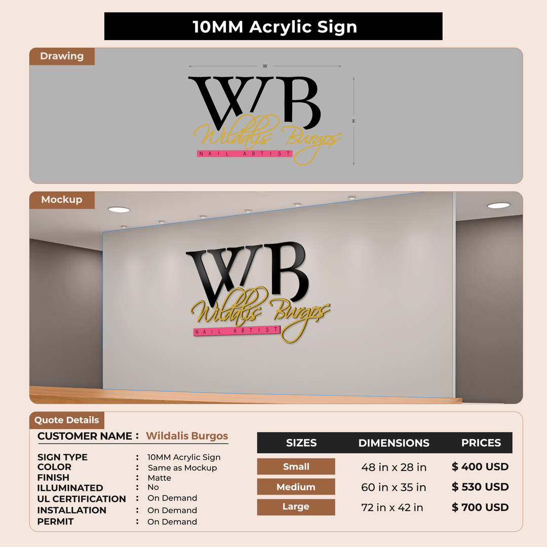 Business signage for Wildalis Burgos
