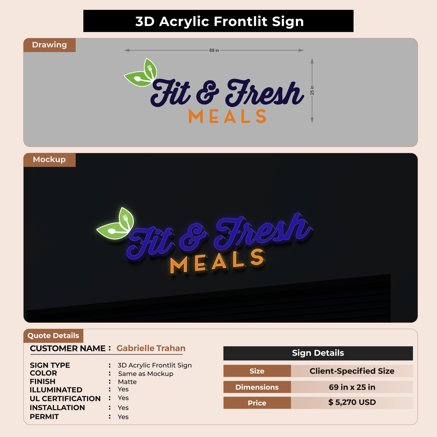Custom Signs For Gabrielle Trahan