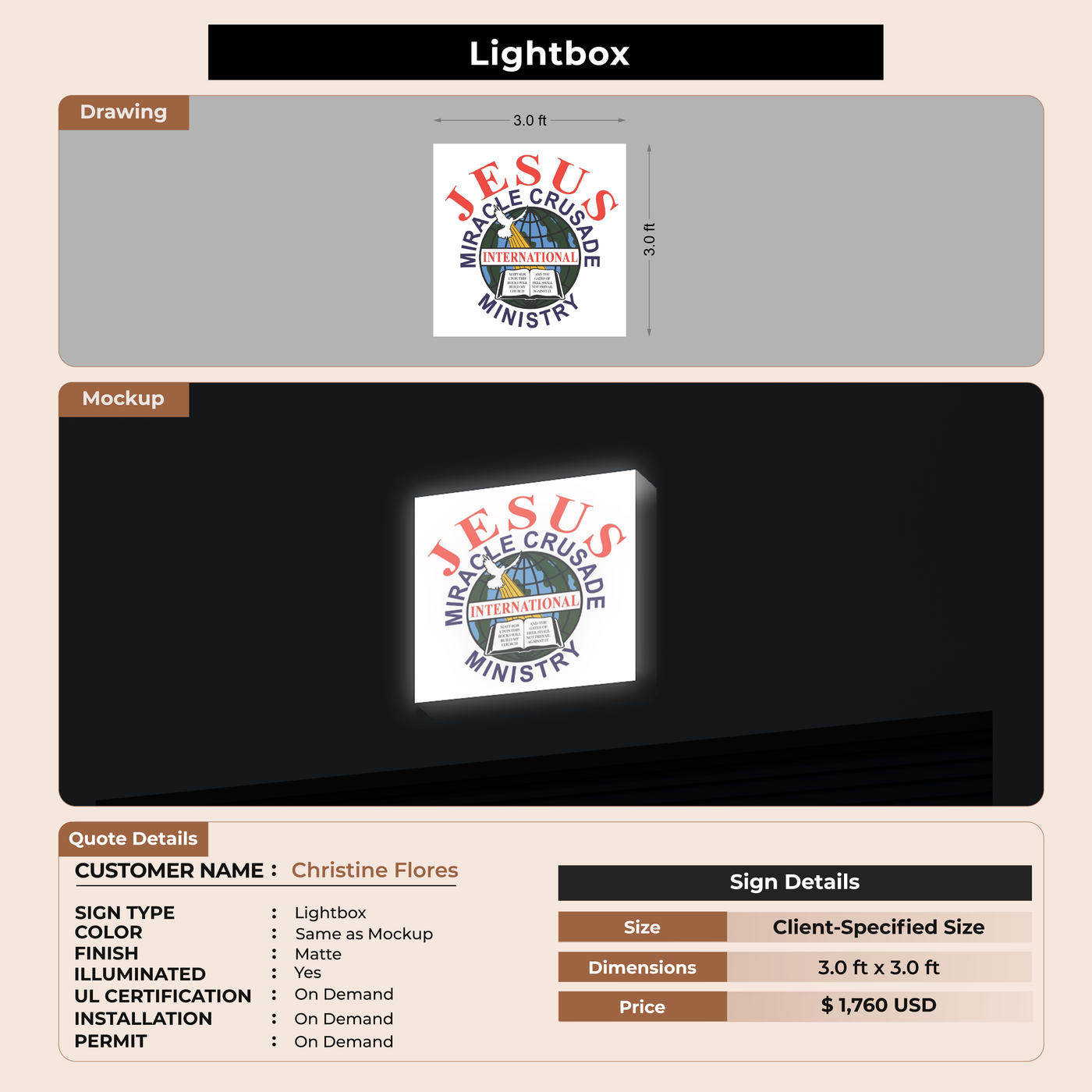 Lightbox Sign For Christine Flores