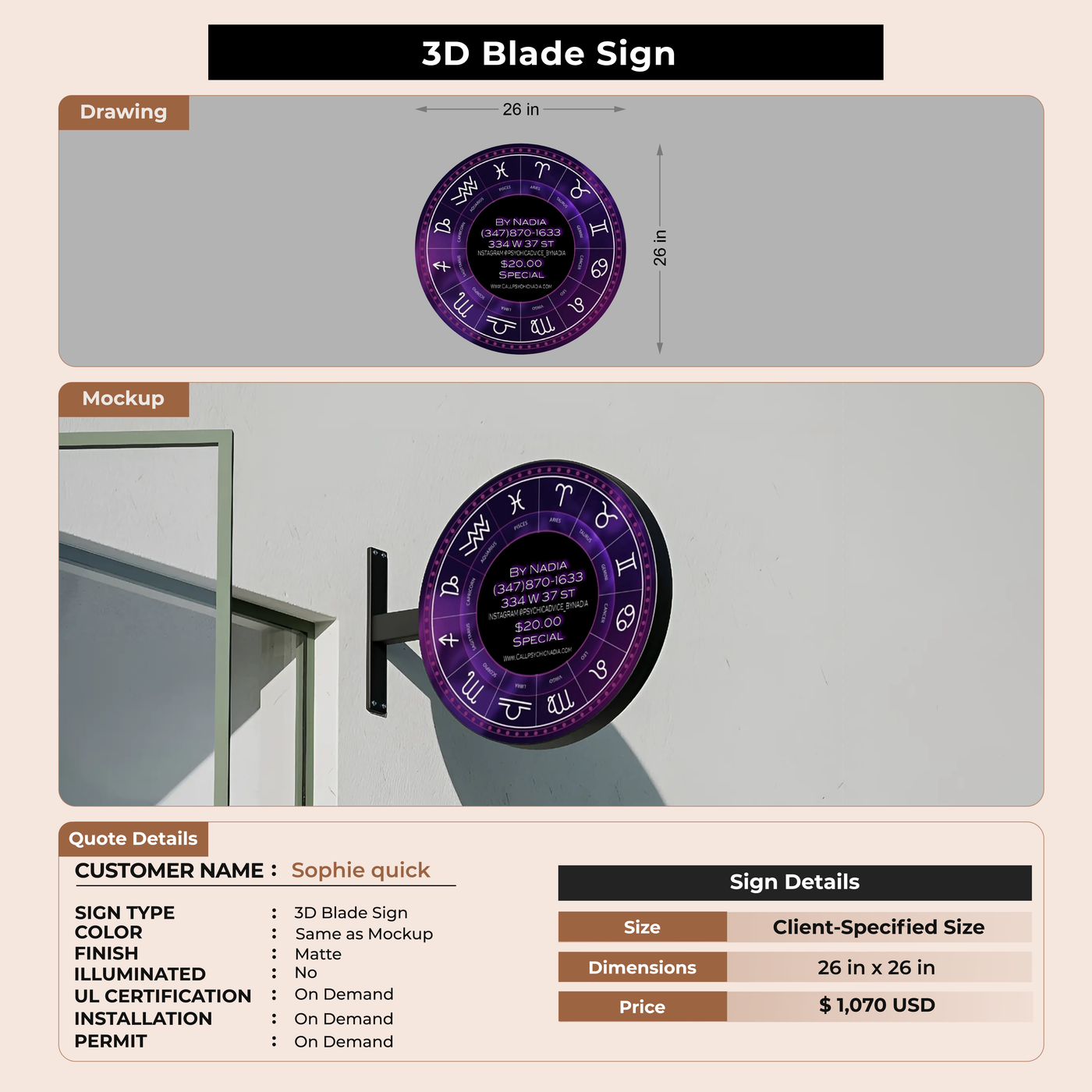 3D Blade Sign For Sophie quick