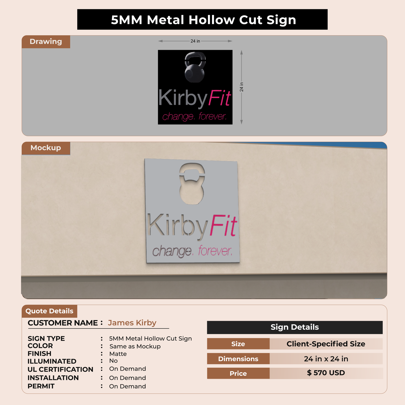 custom sign for James Kirby