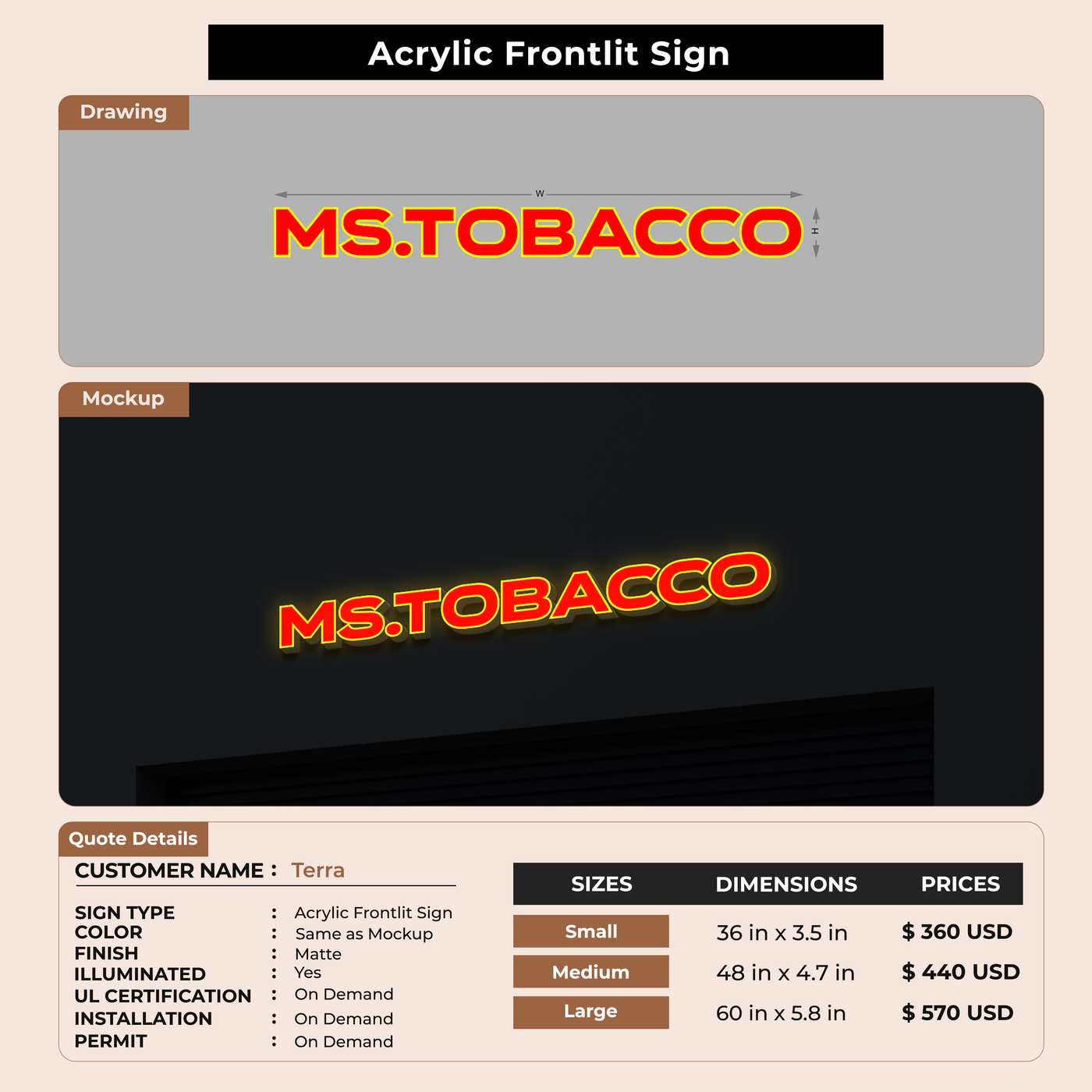 custom signs for Terra