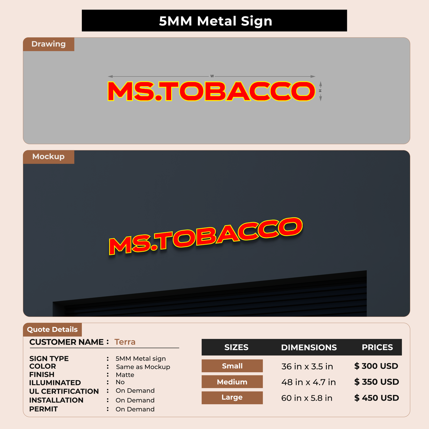 custom signs for Terra
