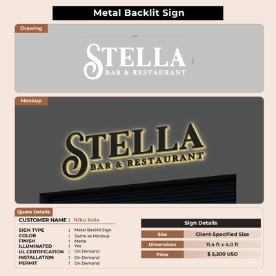Business signage For Niko Kola