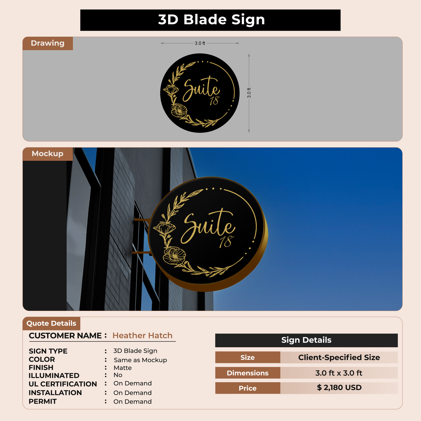 3D Blade Sign For Heather Hatch
