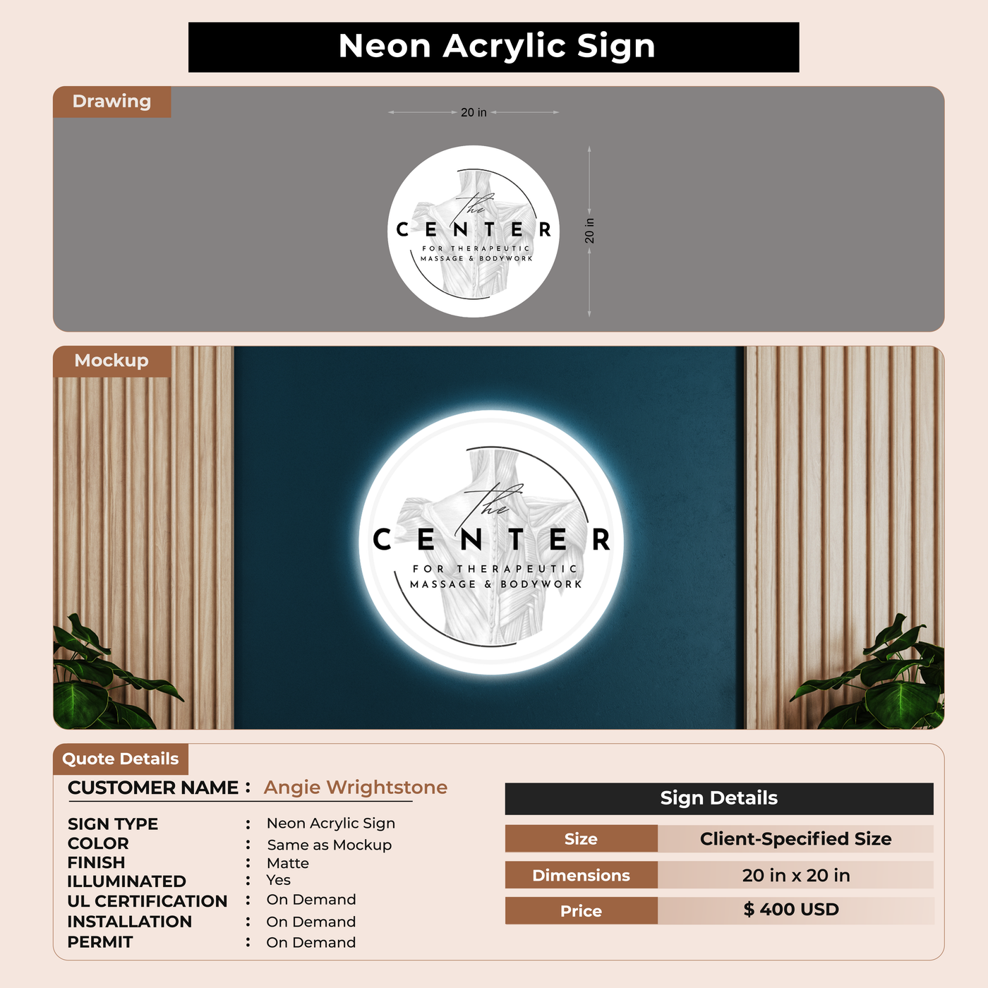 Business signage for Angie Wrightstone
