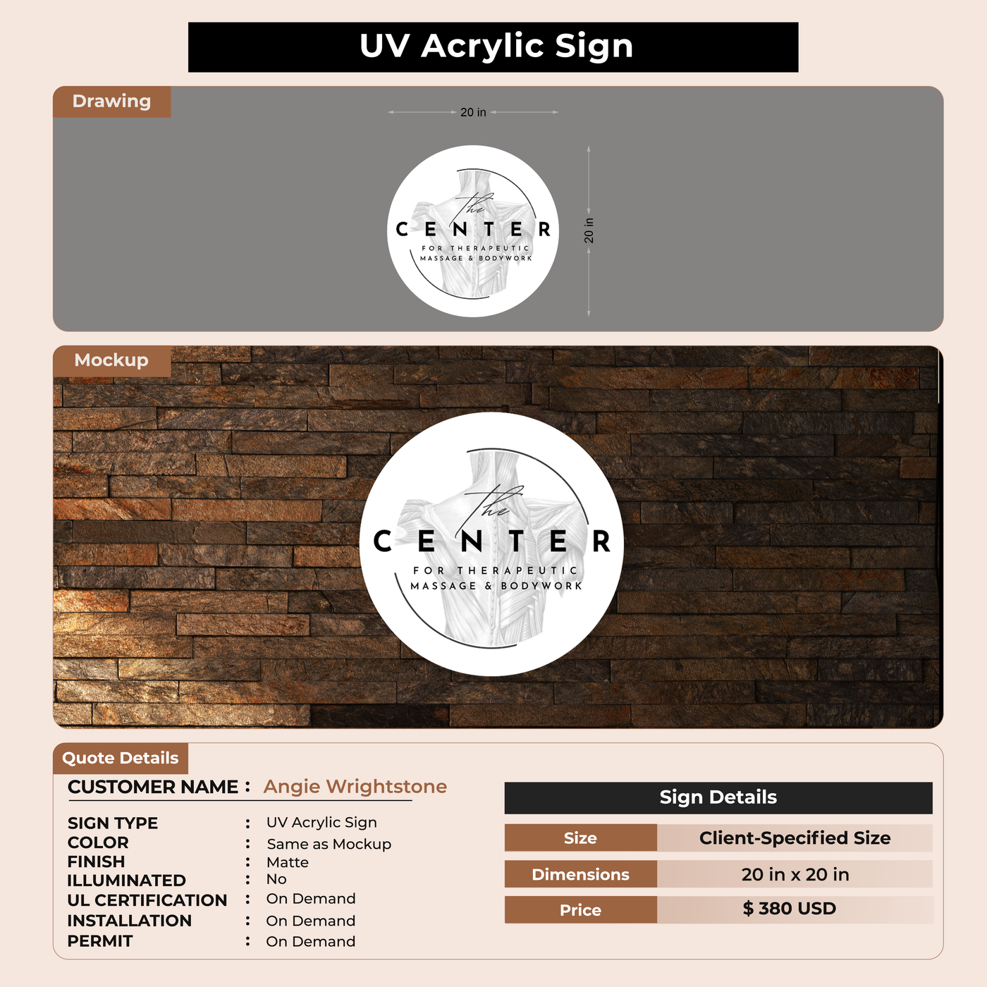Business signage for Angie Wrightstone