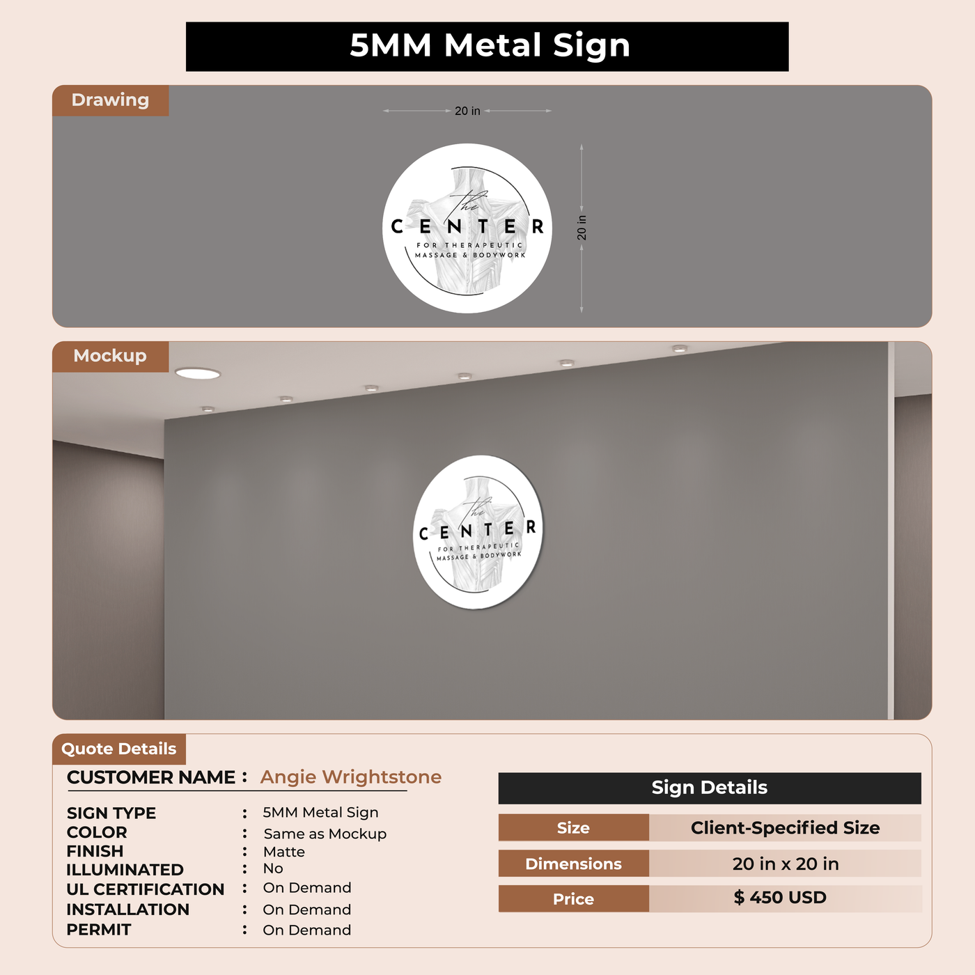 Business signage for Angie Wrightstone