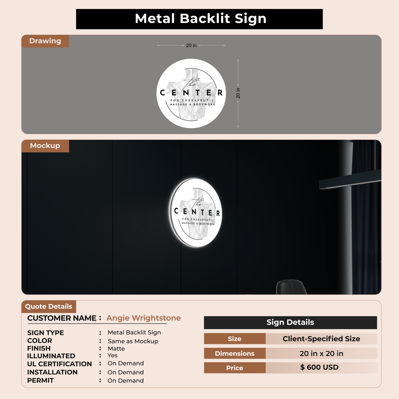 Business signage for Angie Wrightstone