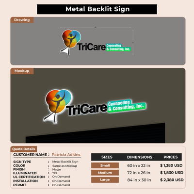 Business signage for Patricia Adkins