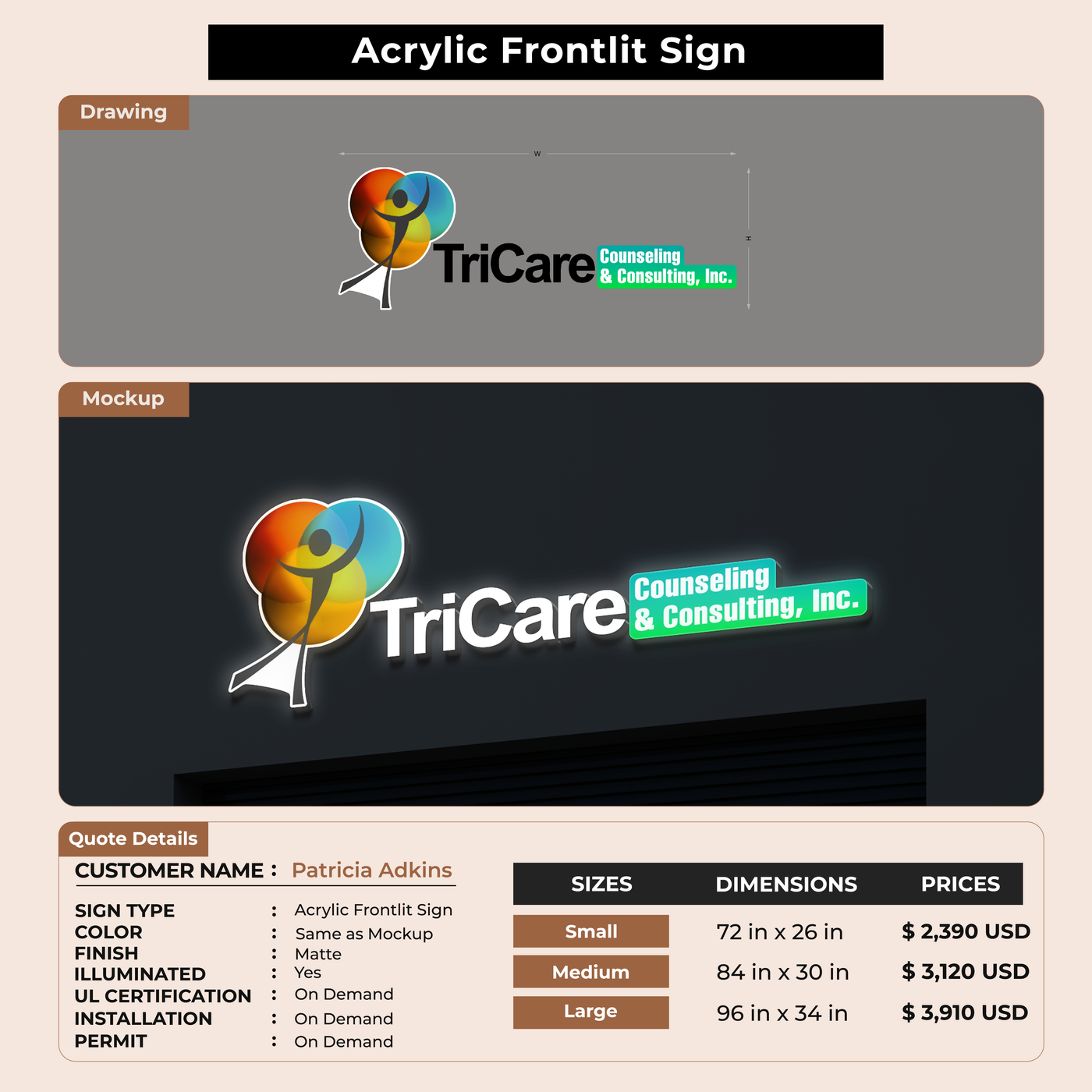Business signage for Patricia Adkins
