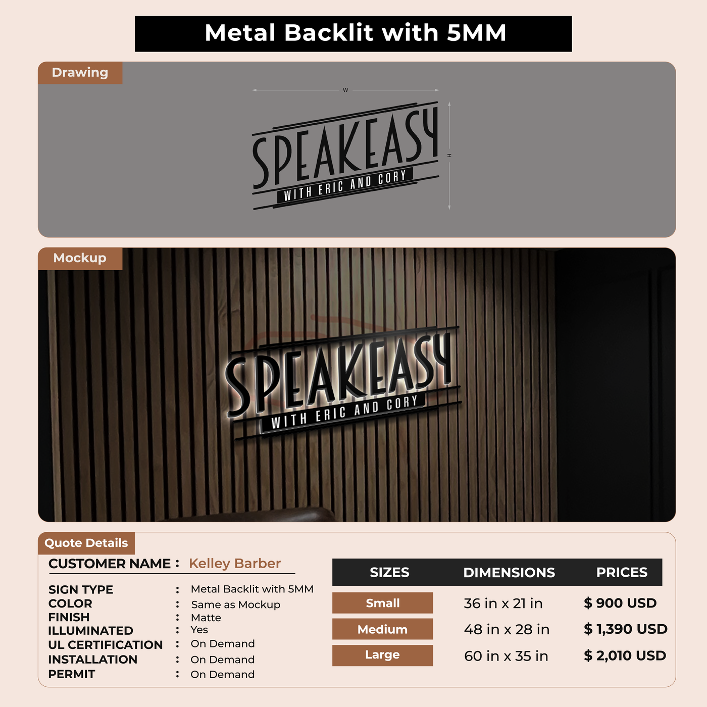 Business signage for Kelley Barber