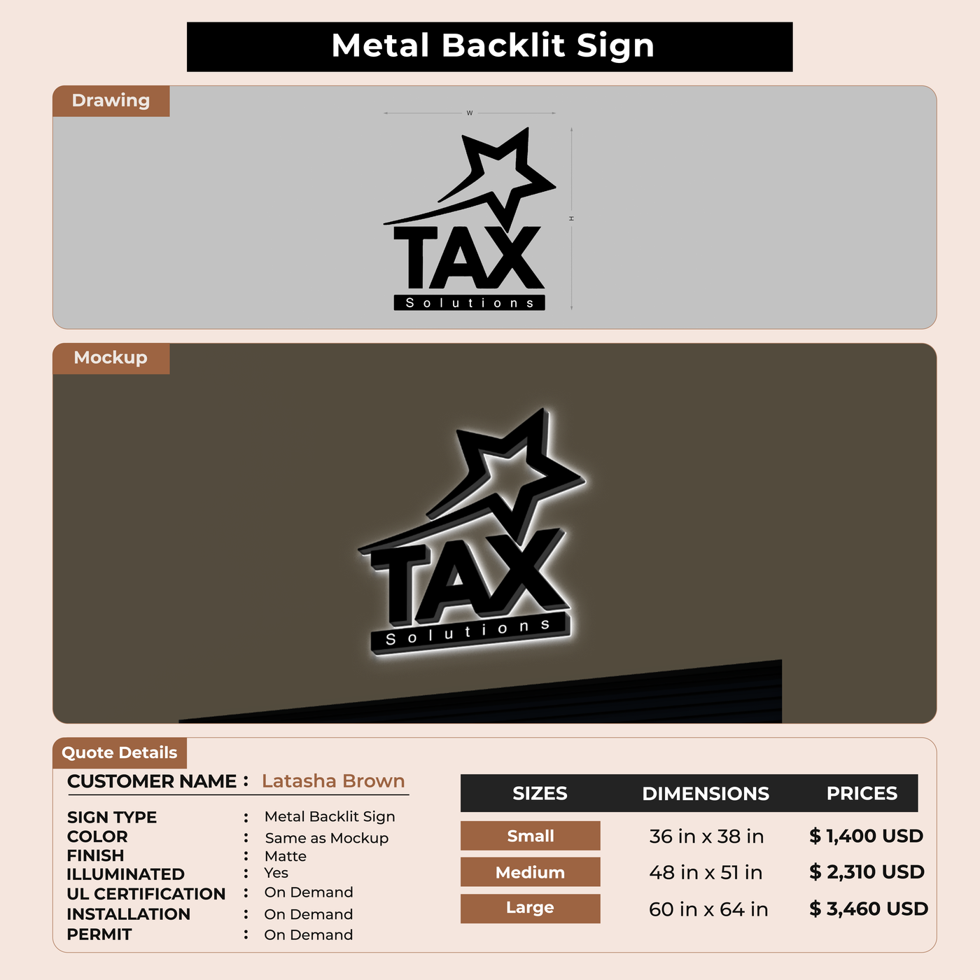 Business signage for Latasha Brown