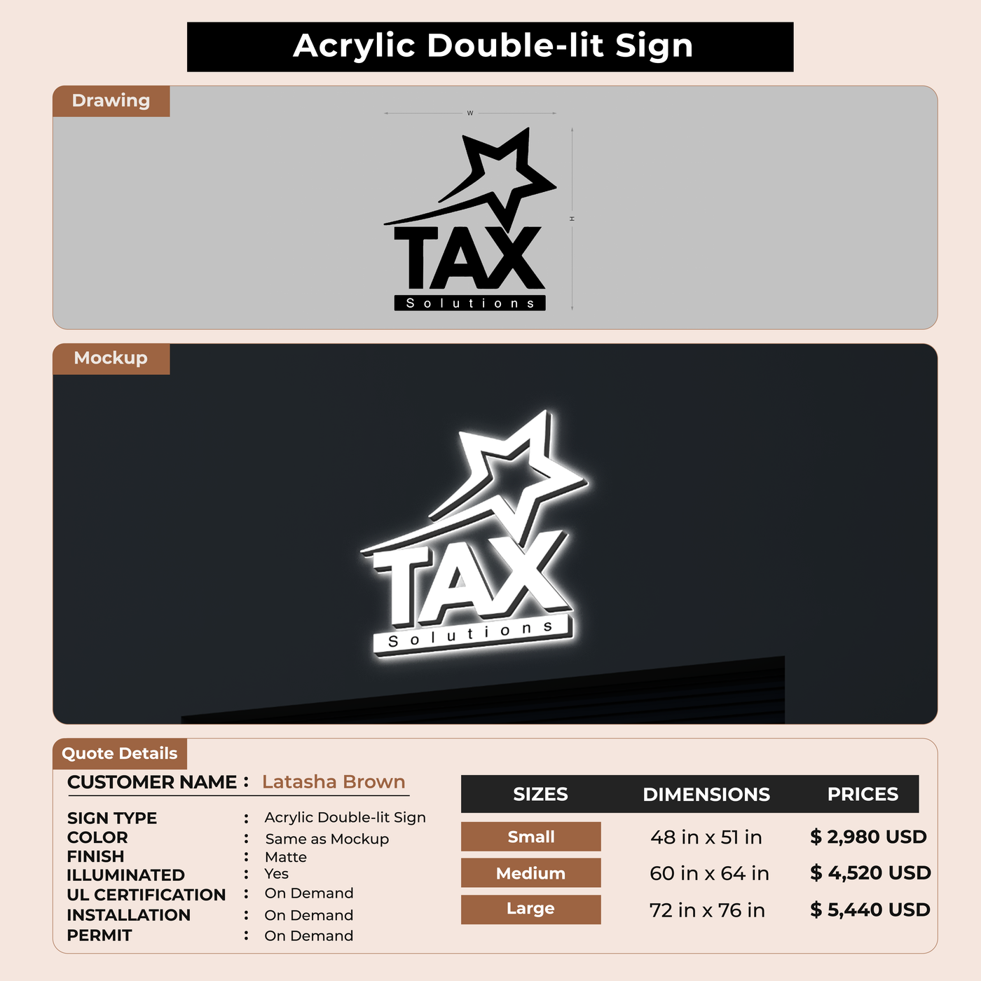 Business signage for Latasha Brown