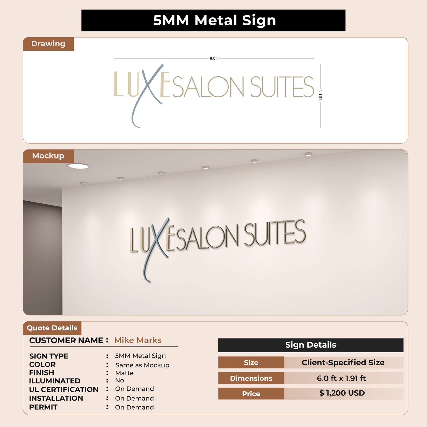 5mm metal sign for Mike Marks