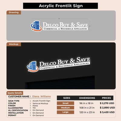 Business signage for Diana  Williams