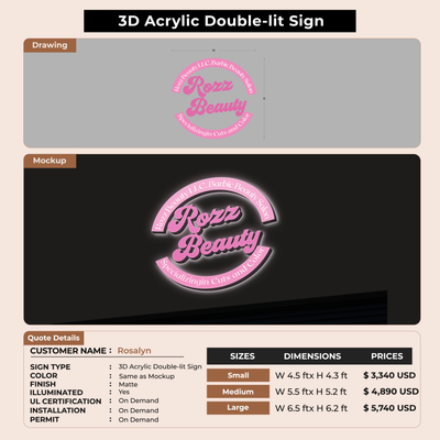 3D Acrylic Double-it Sign For Rosalyn