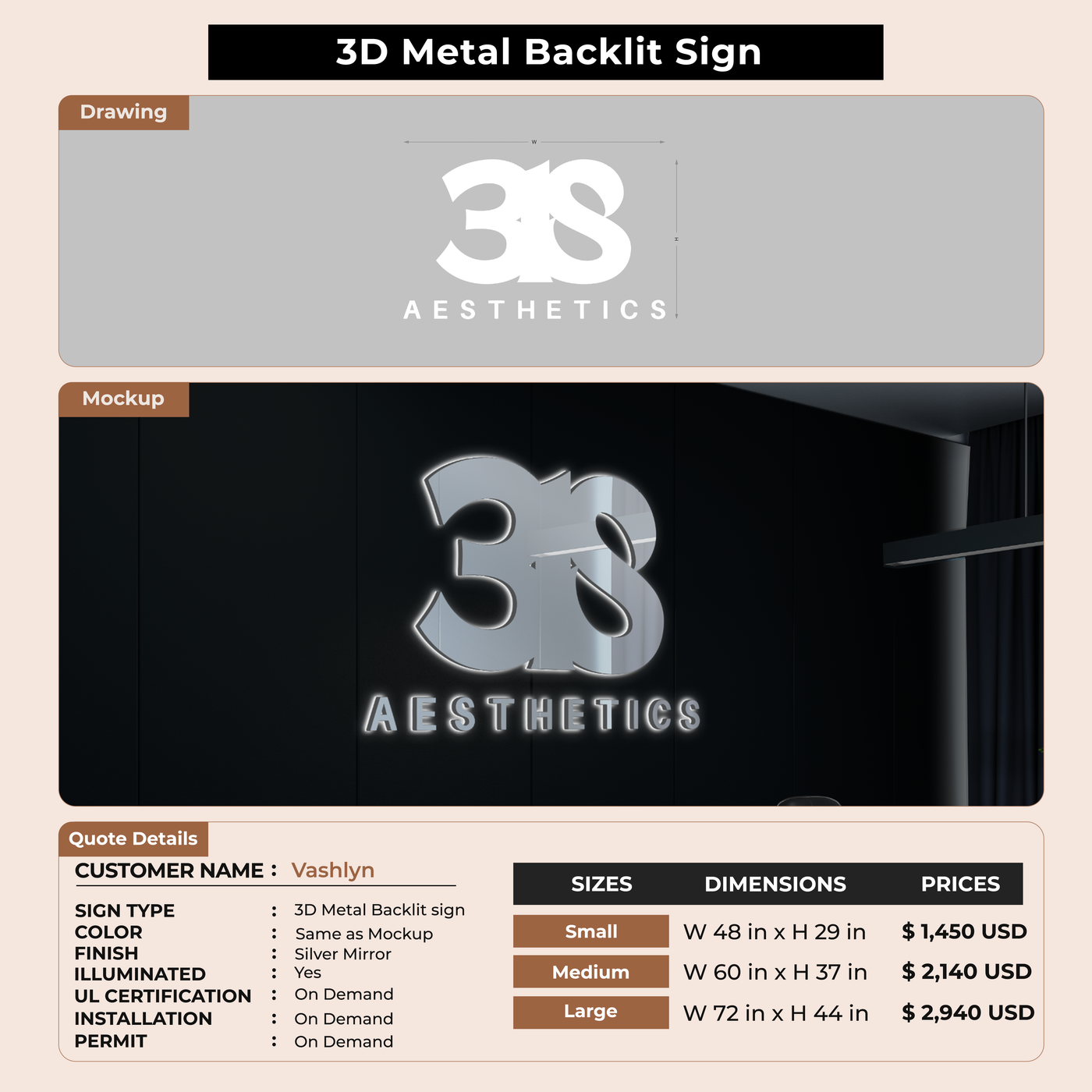 Business signage for Vashlyn