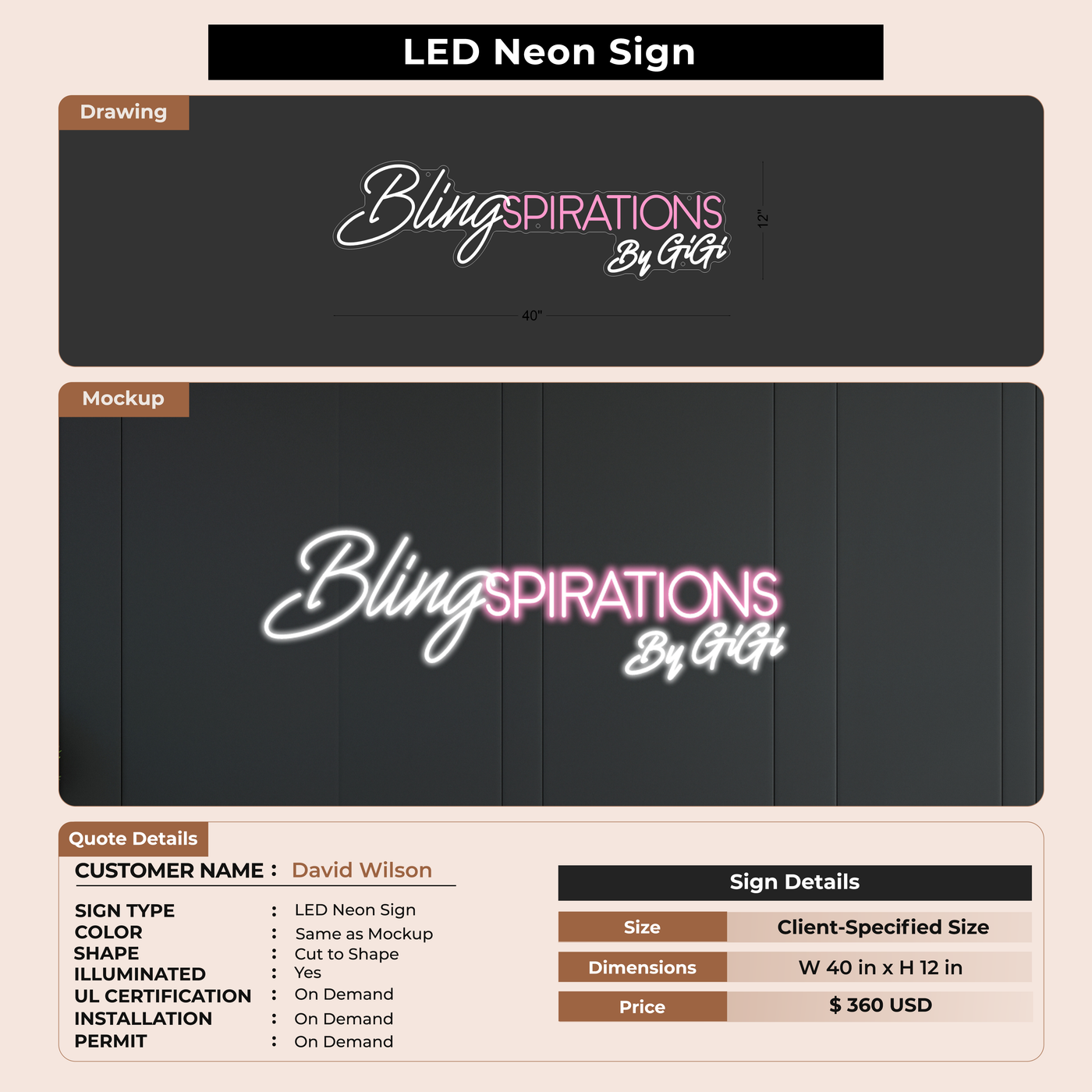 3D Metal Backlit for David Wilson