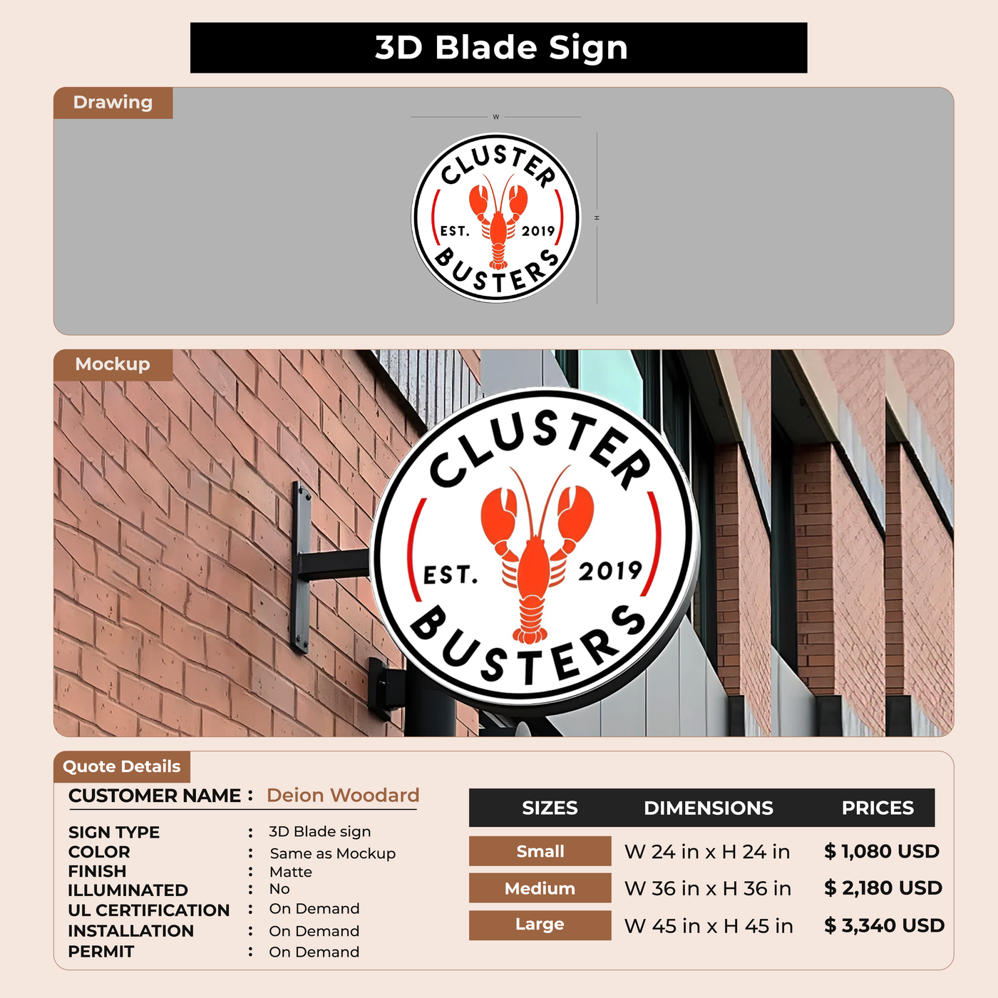 3D Blade Sign For Deion Woodard