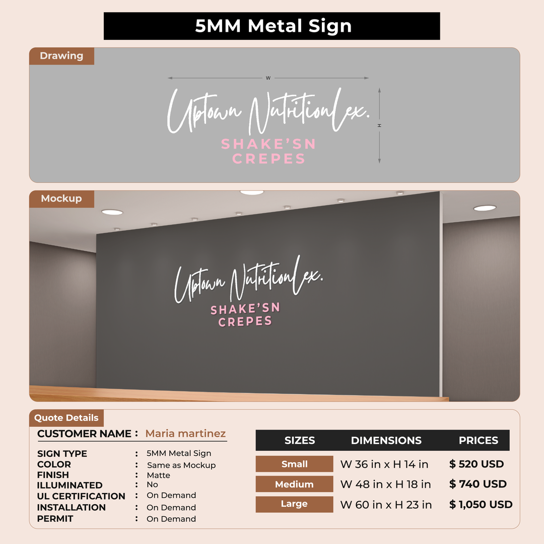 5MM Metal Signs For Maria martinez