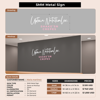 5MM Metal Signs For Maria martinez