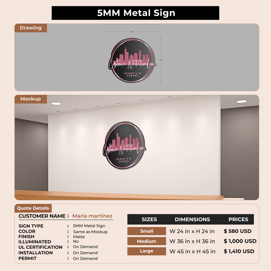 5MM Metal Signs For Maria martinez