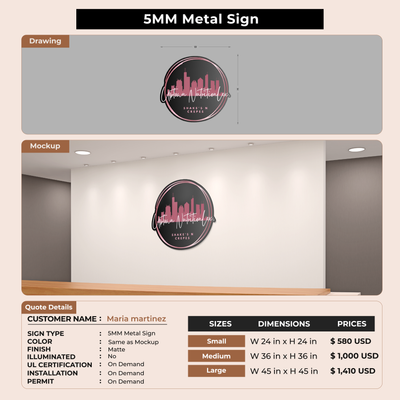 5MM Metal Signs For Maria martinez