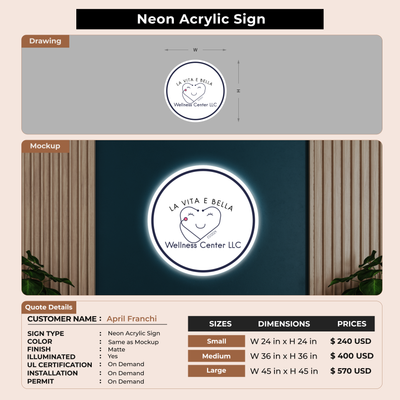 Neon Acrylic Sign For April Franchi