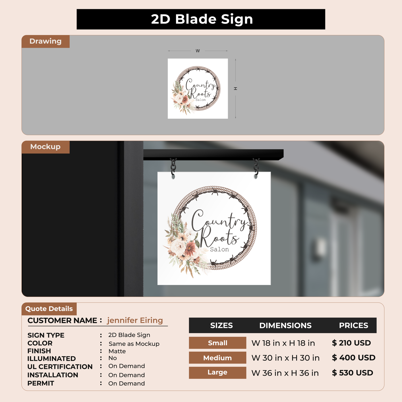 2D Blade Sign For jennifer Eiring
