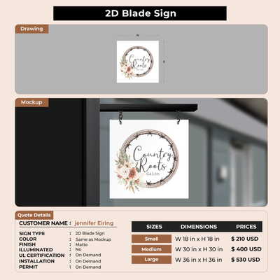 2D Blade Sign For jennifer Eiring